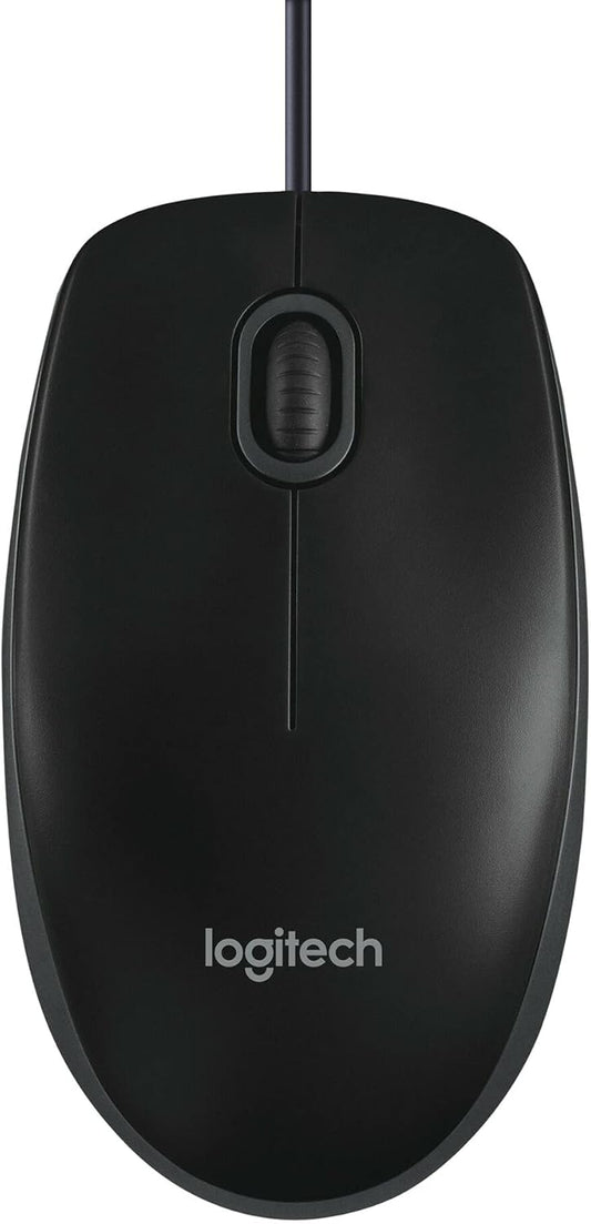 Logitech B100 Mouse - Optical - Cable - 3 Button